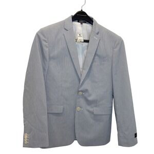 NWT Express Men's Slim Fit Blue Pinstripe Blazer Sport Coat Jacket 38S